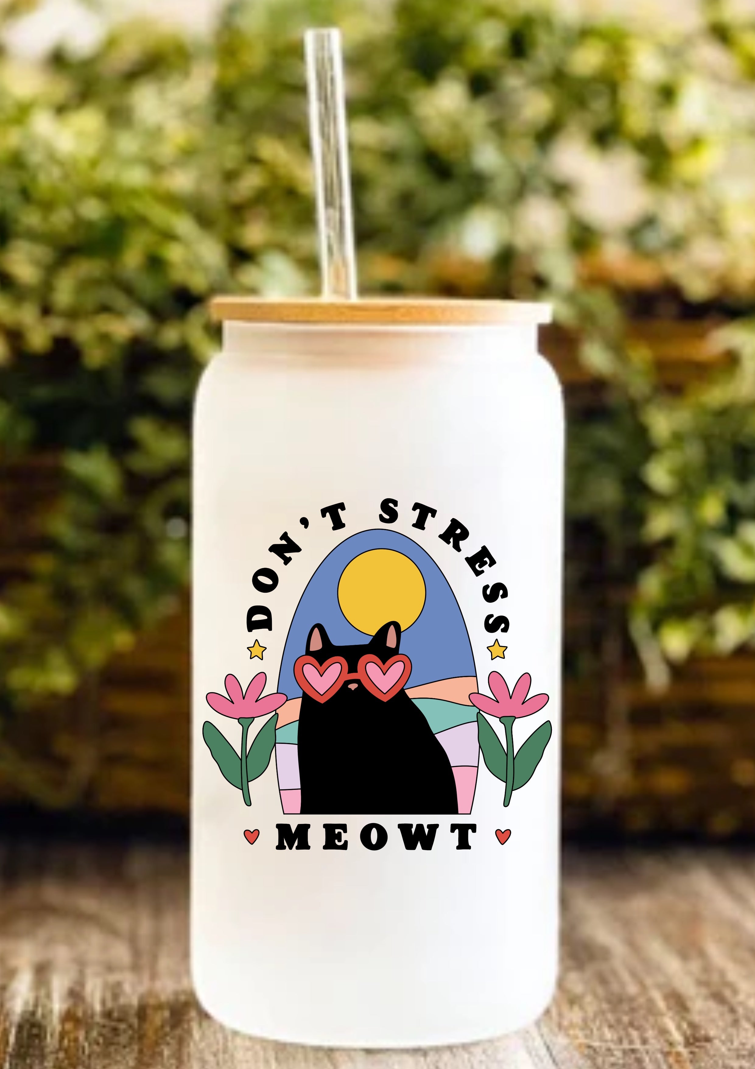 Don’t Stress Meowt 12oz Frosted Glass Tumbler