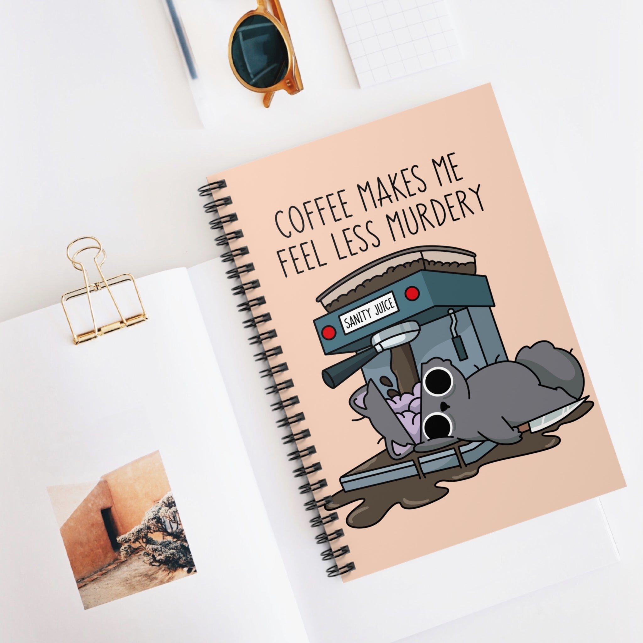 Coffee Makes Me Less Murdery A5 Lined Notebook