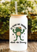 At Least My Trauma Made Me Funny 12oz Frosted Glass Tumbler