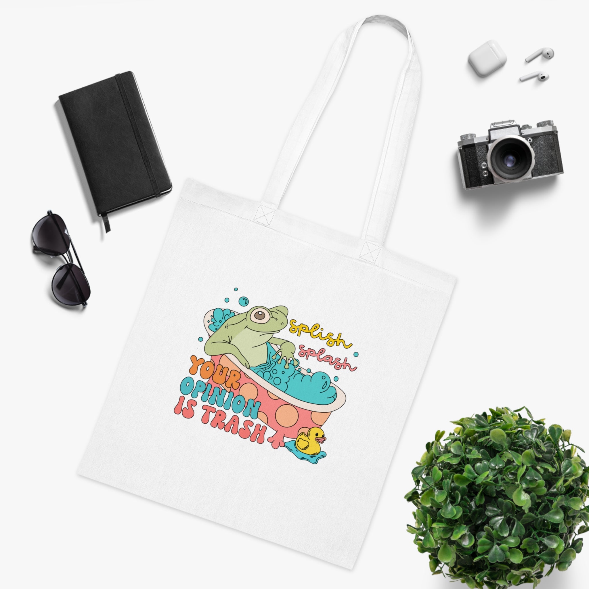 Splish Splash Your Opinion Is Trash White Tote Bag