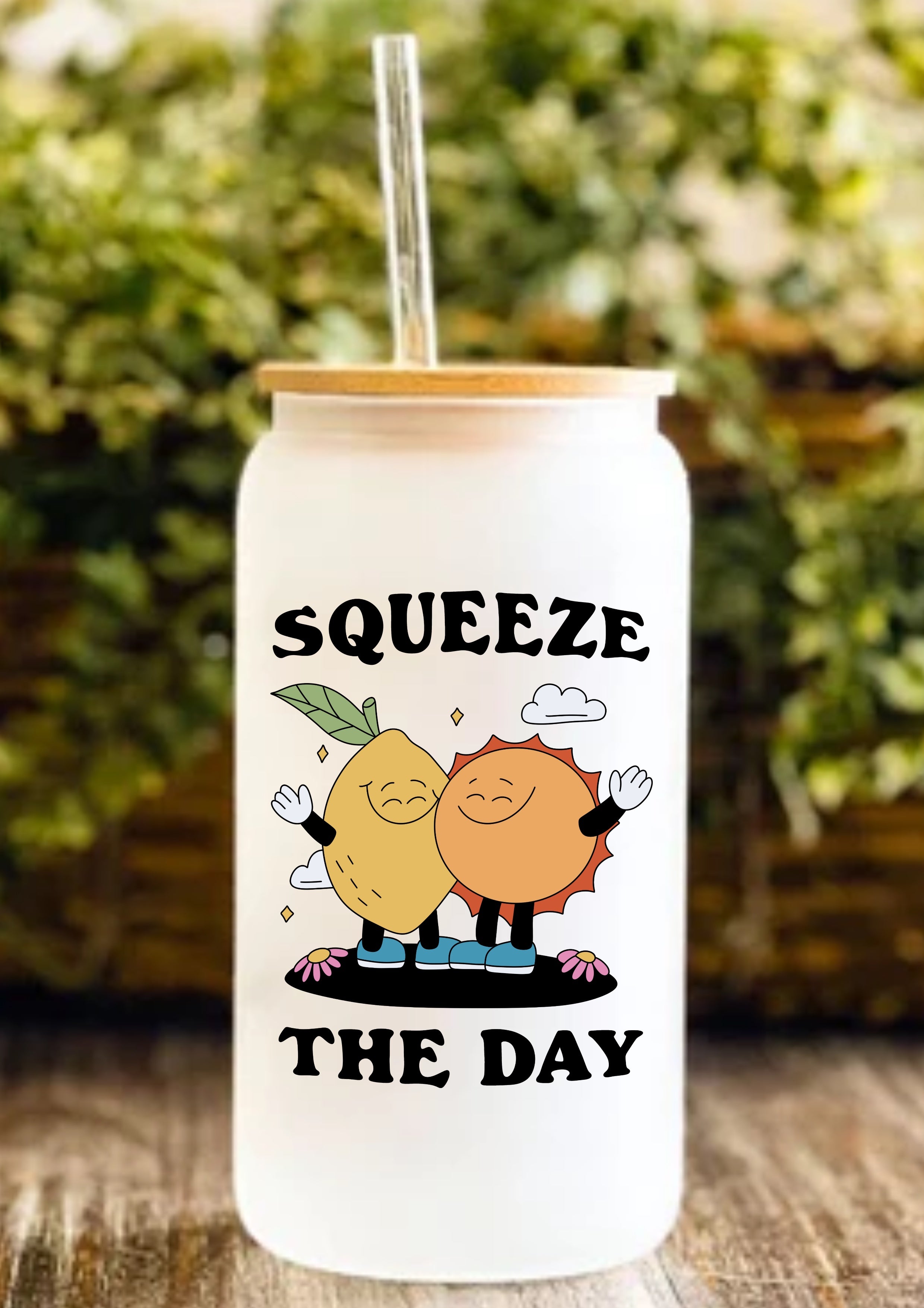 Squeeze The Day 12oz Frosted Glass Tumbler
