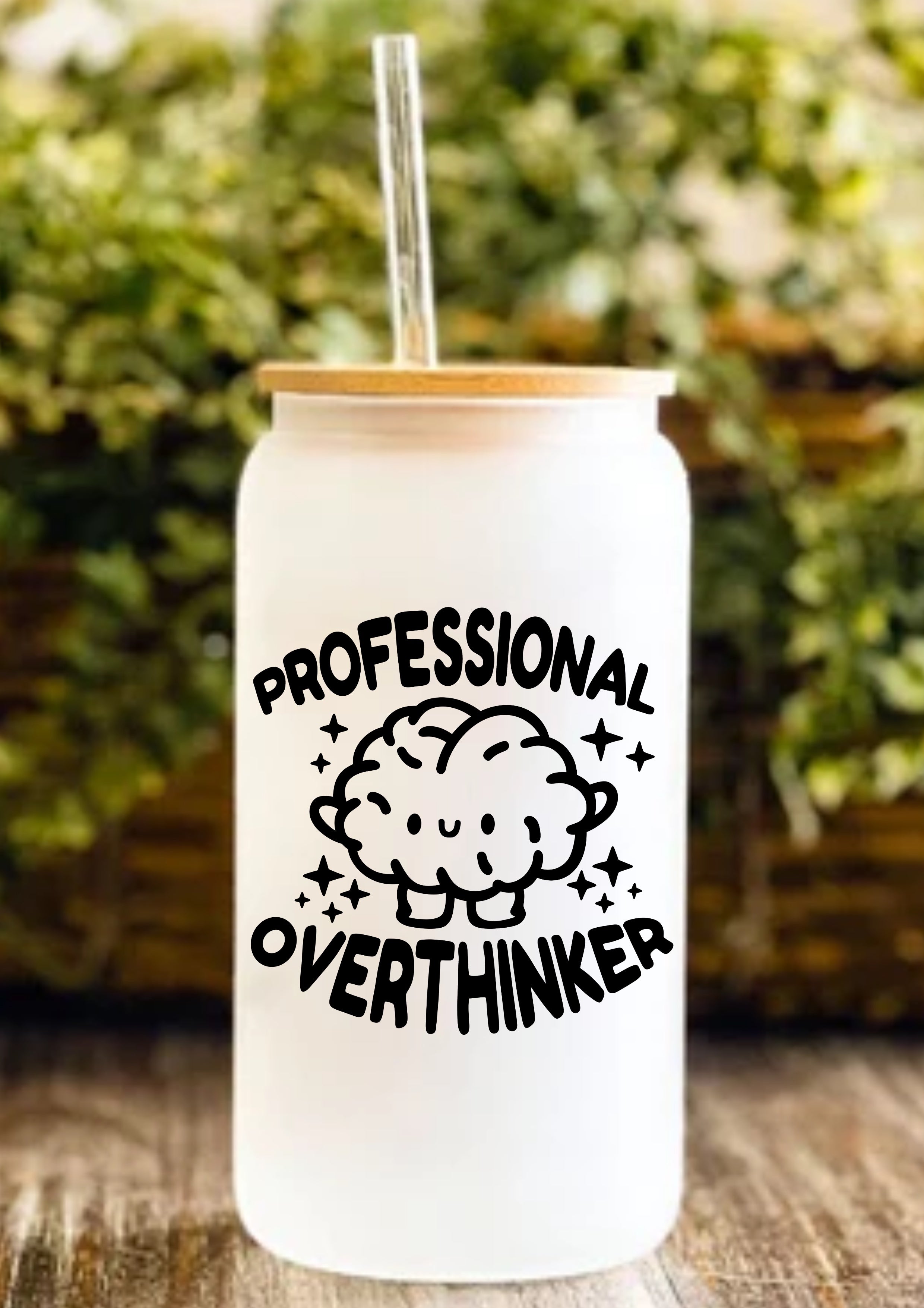Professional Overthinker 12oz Frosted Glass Tumbler