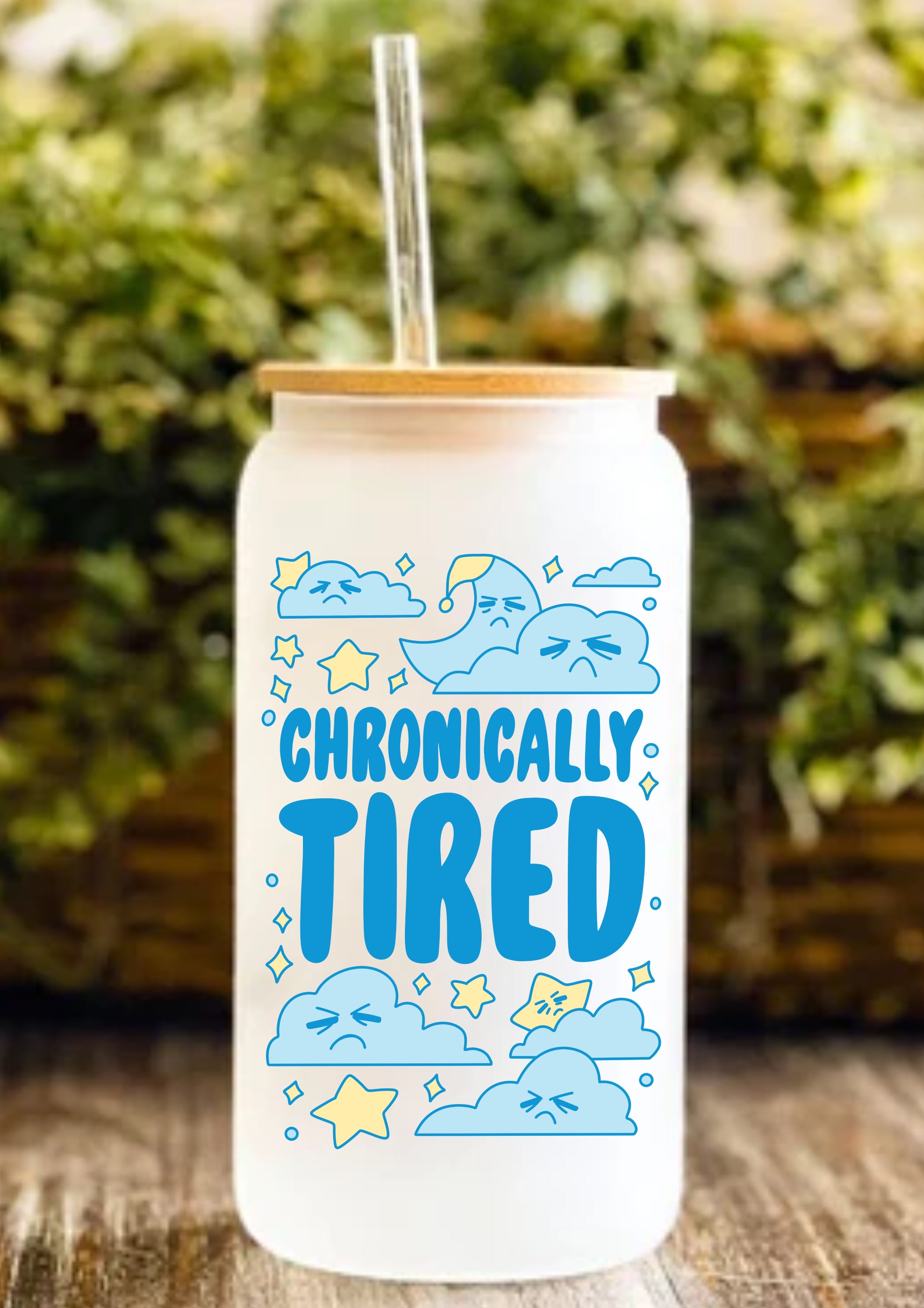 Chronically Tired 12oz Frosted Glass Tumbler