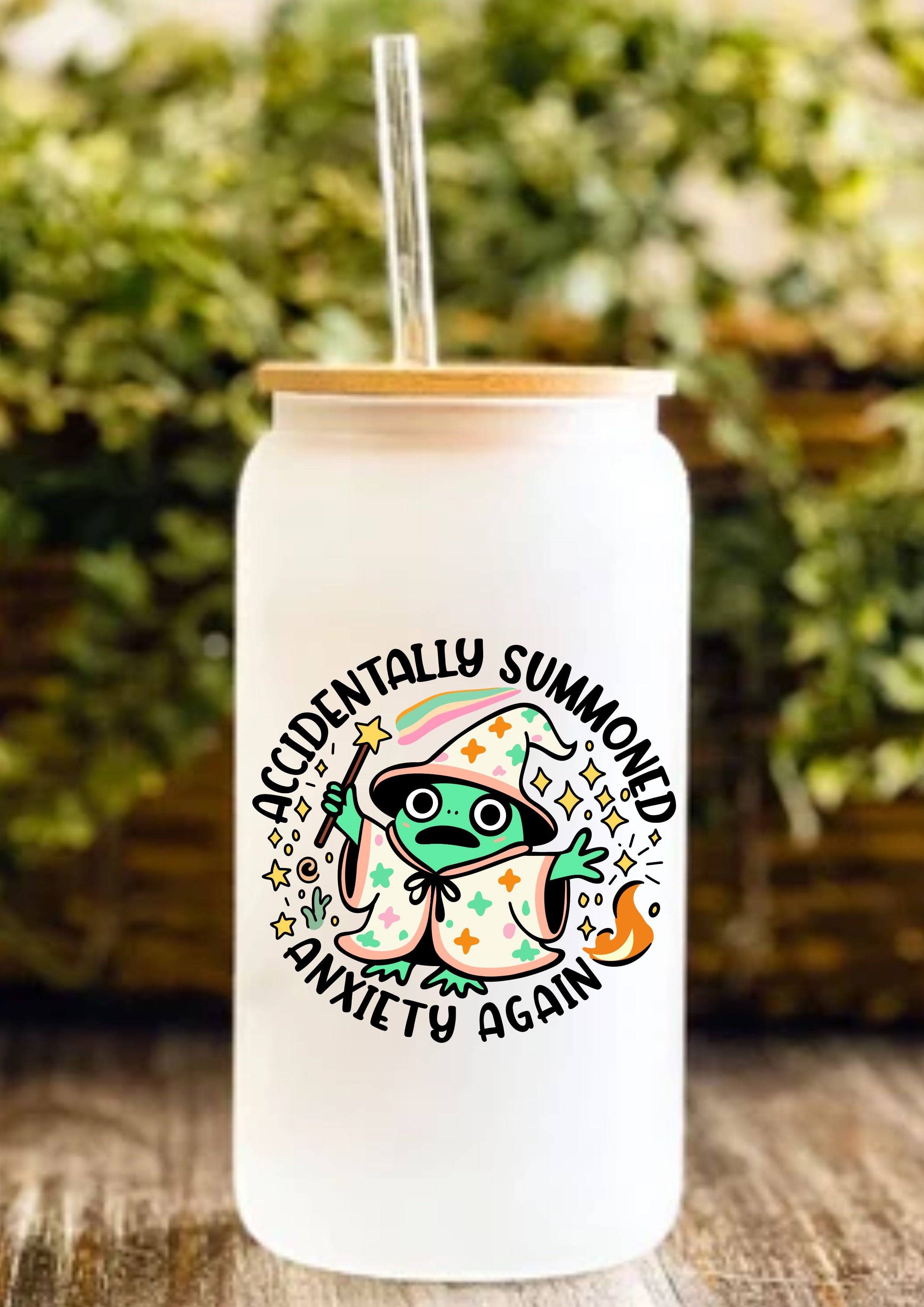Accidentally Summoned Anxiety Again 12oz Frosted Glass Tumbler