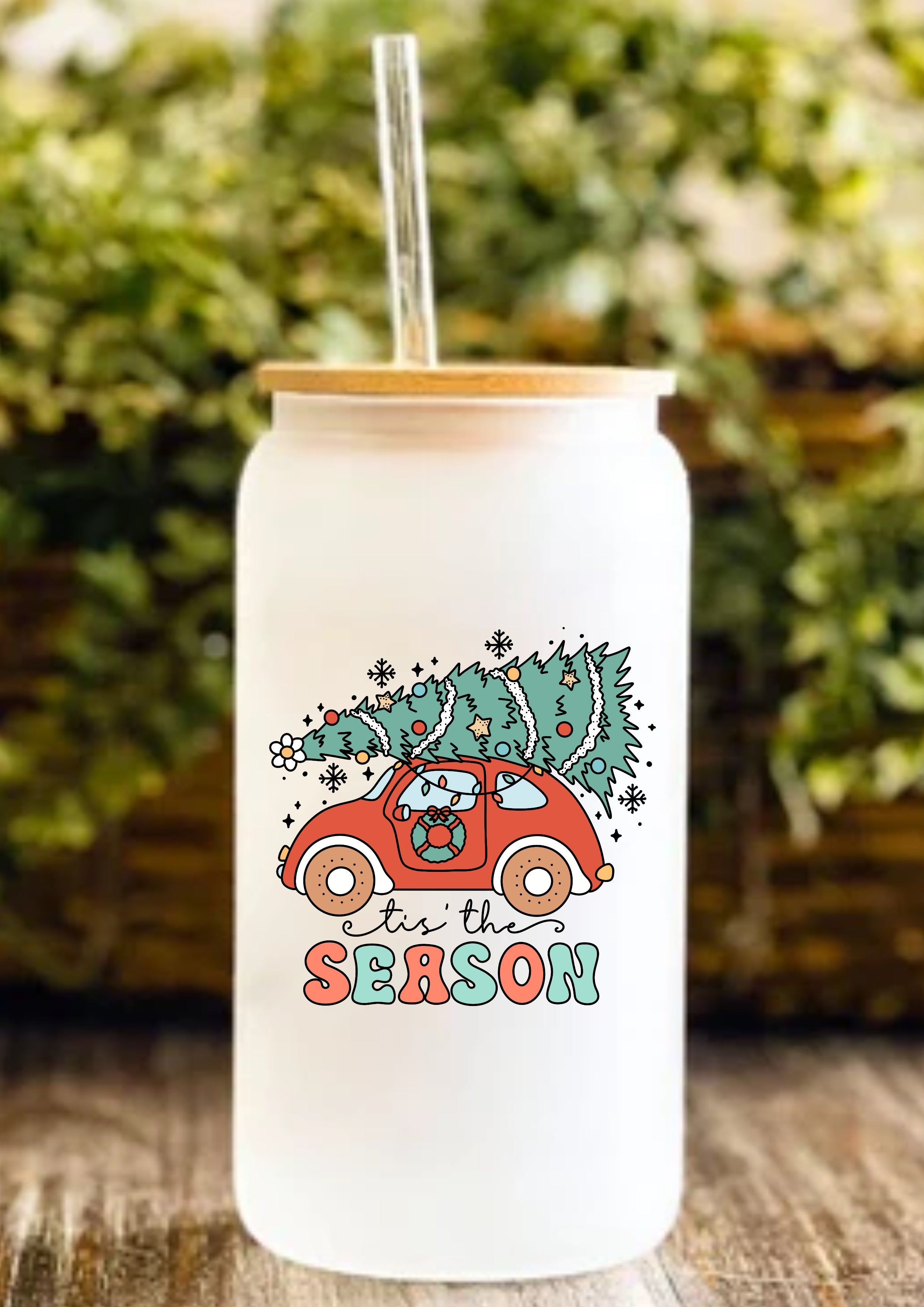 Tis’ The Season 12oz Frosted Glass Tumbler
