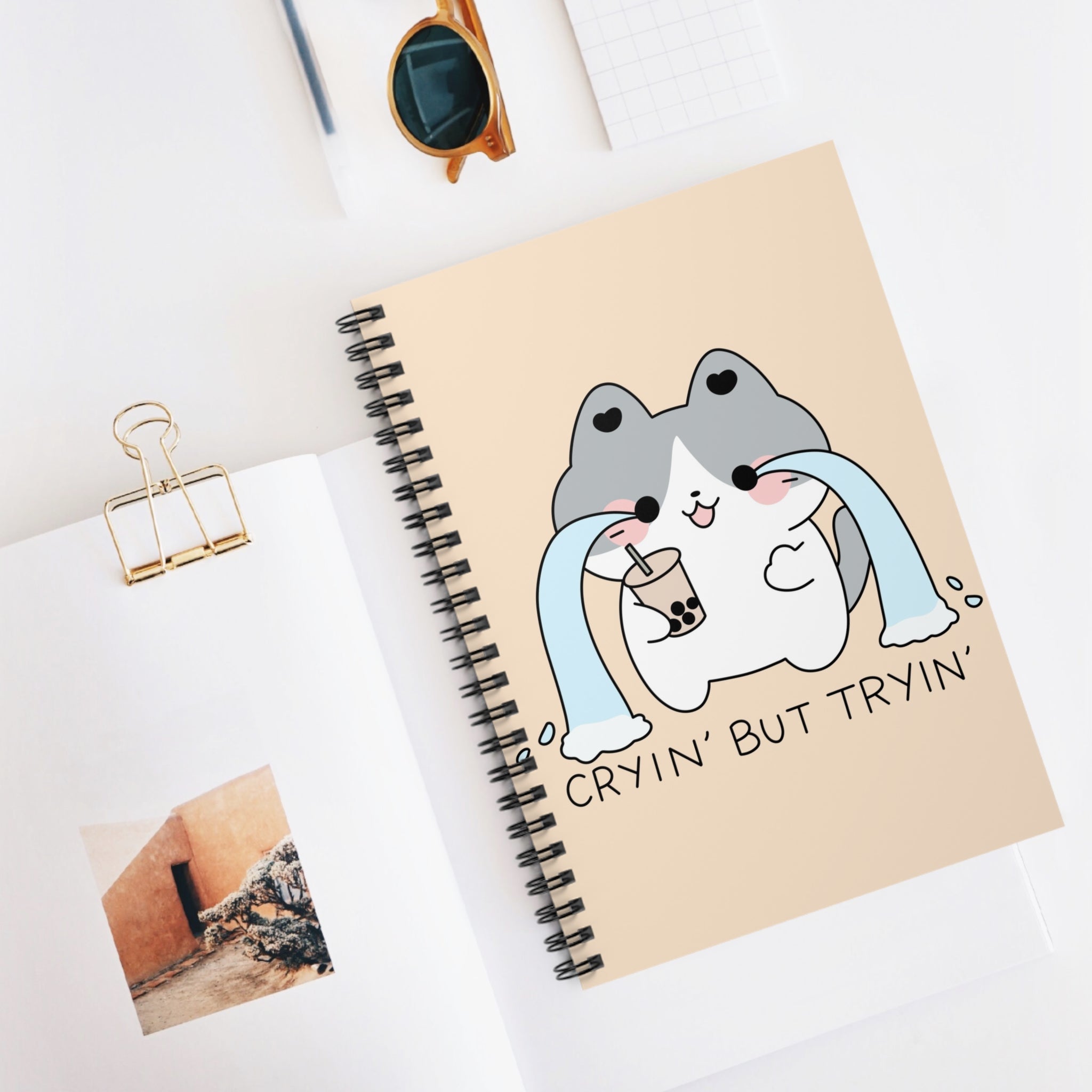 Cryin’ But Tryin’ A5 Lined Notebook