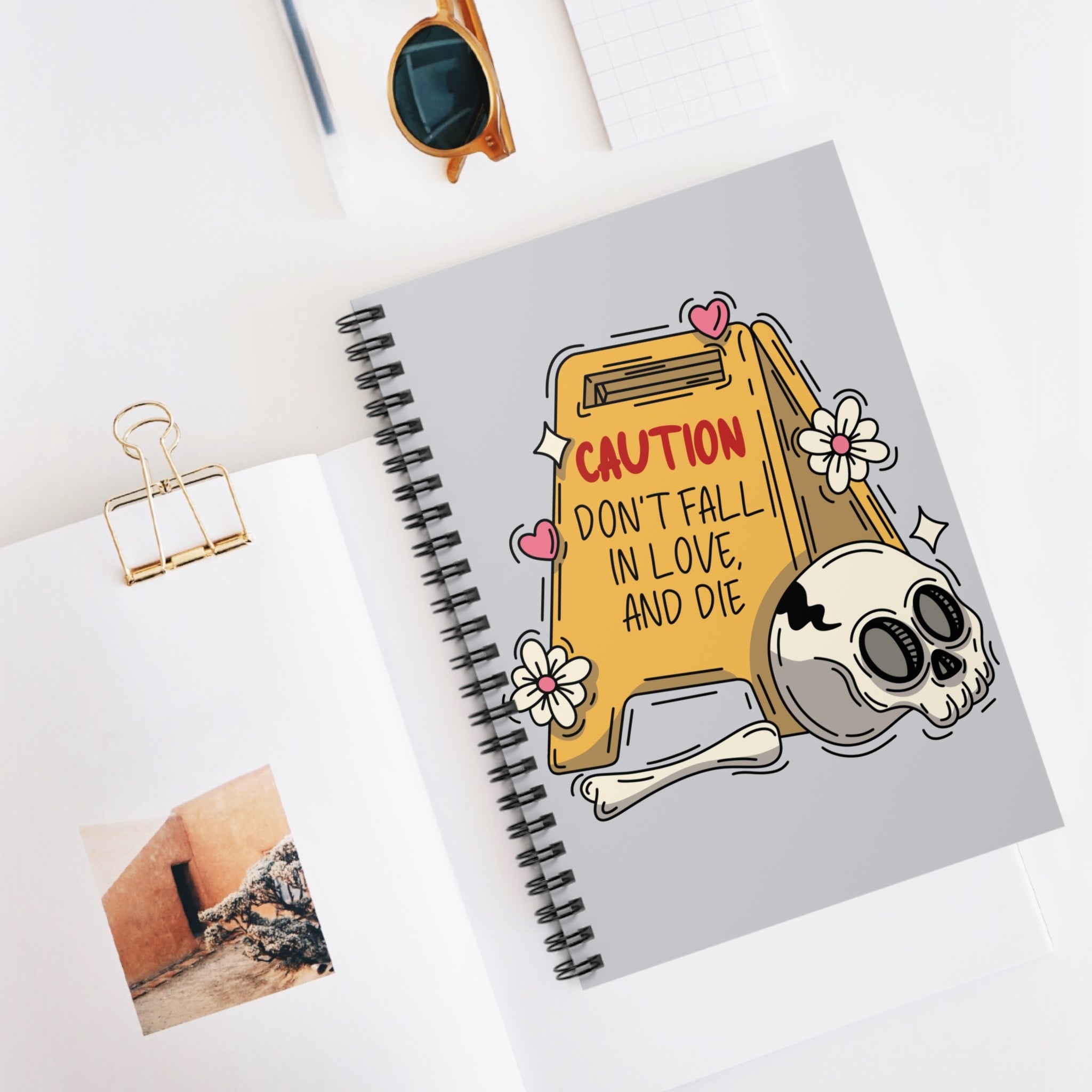 Caution Don’t Fall In Love And Die A5 Lined Notebook