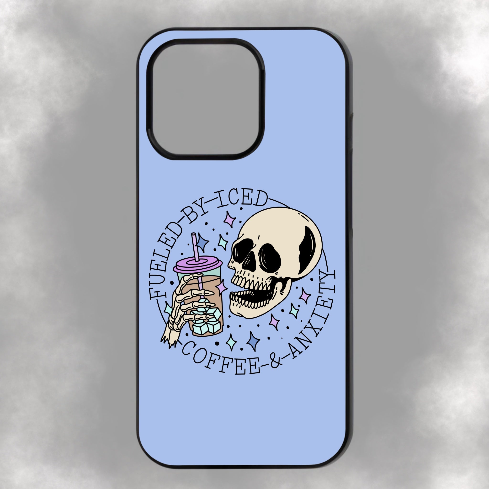 Fueled By Iced Coffee & Anxiety iPhone Rubber Phone Case
