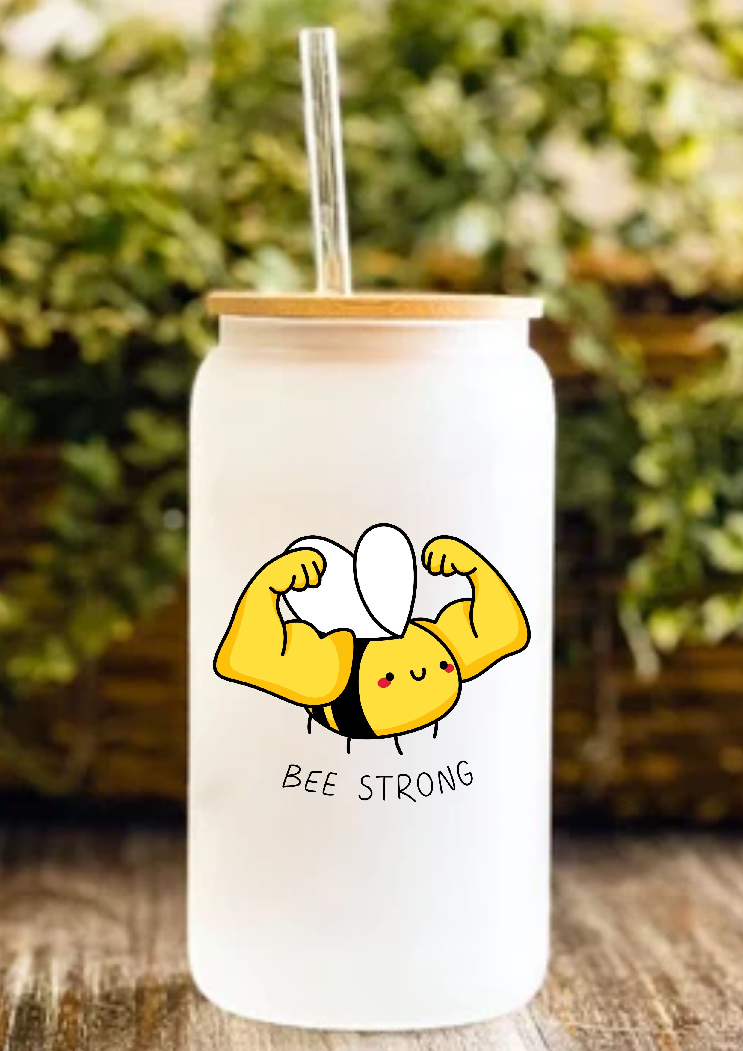 Bee Strong 12oz Frosted Glass Tumbler