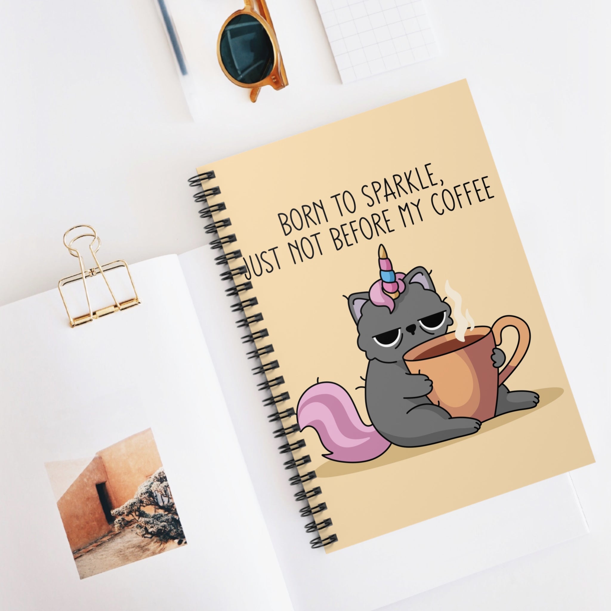 Born To Sparkle, Just Not Before My Coffee A5 Lined Notebook