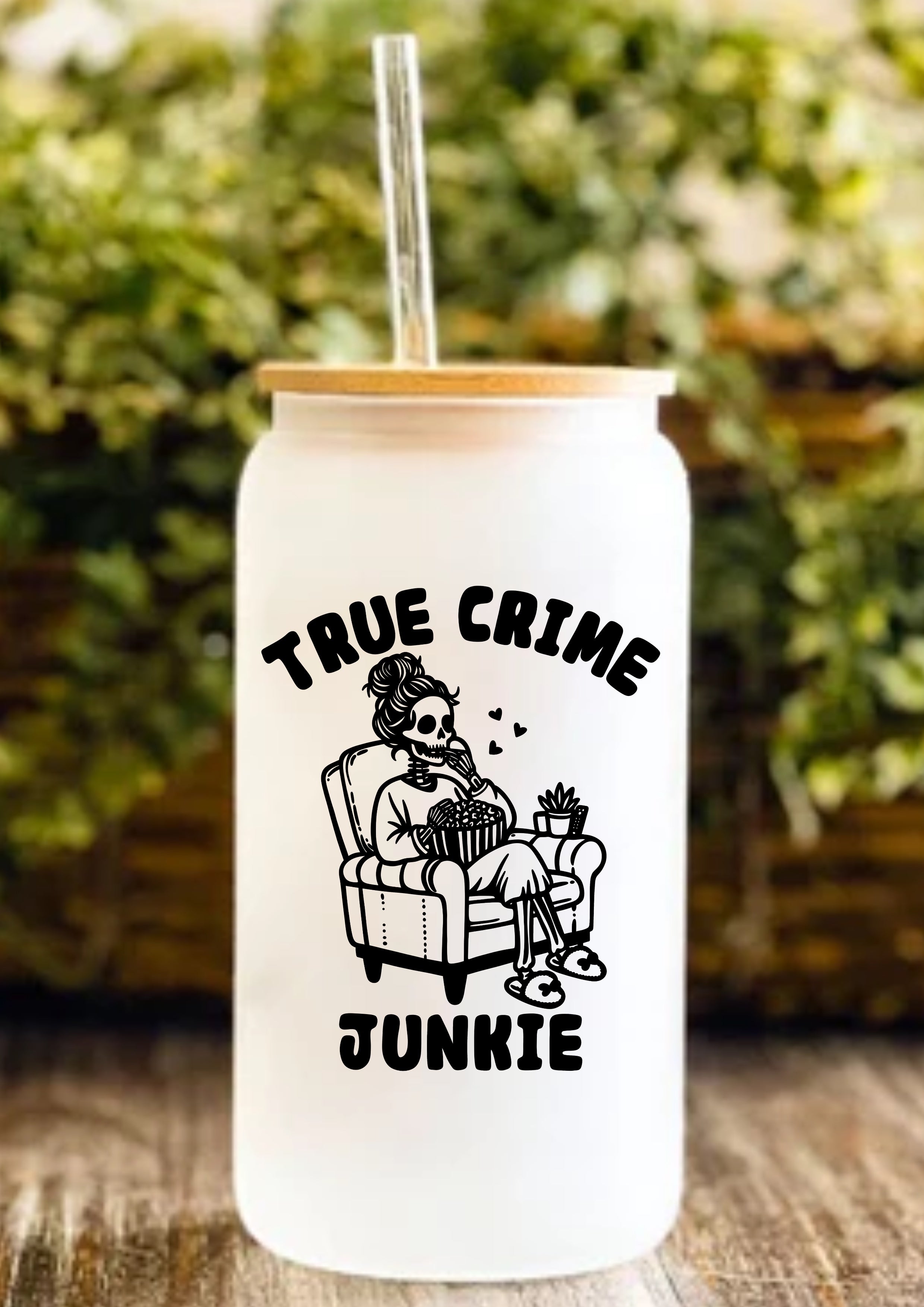 True Crime Junkie 12oz Frosted Glass Tumbler