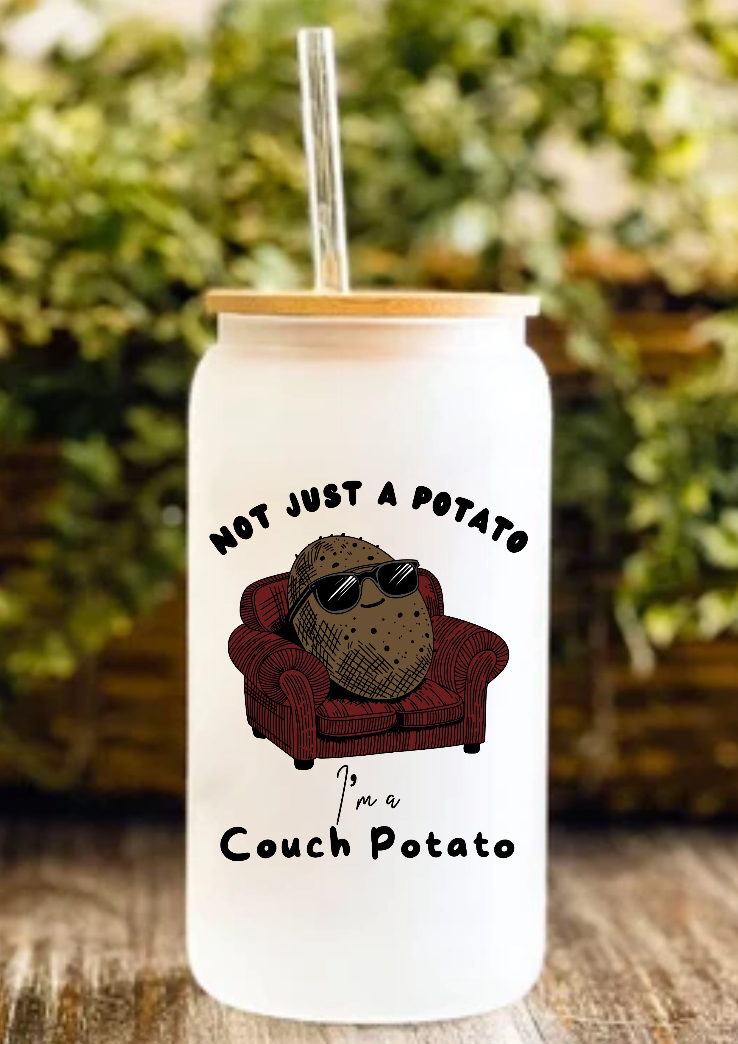 Not Just A Potato I’m A Couch Potato 12oz Frosted Glass Tumbler