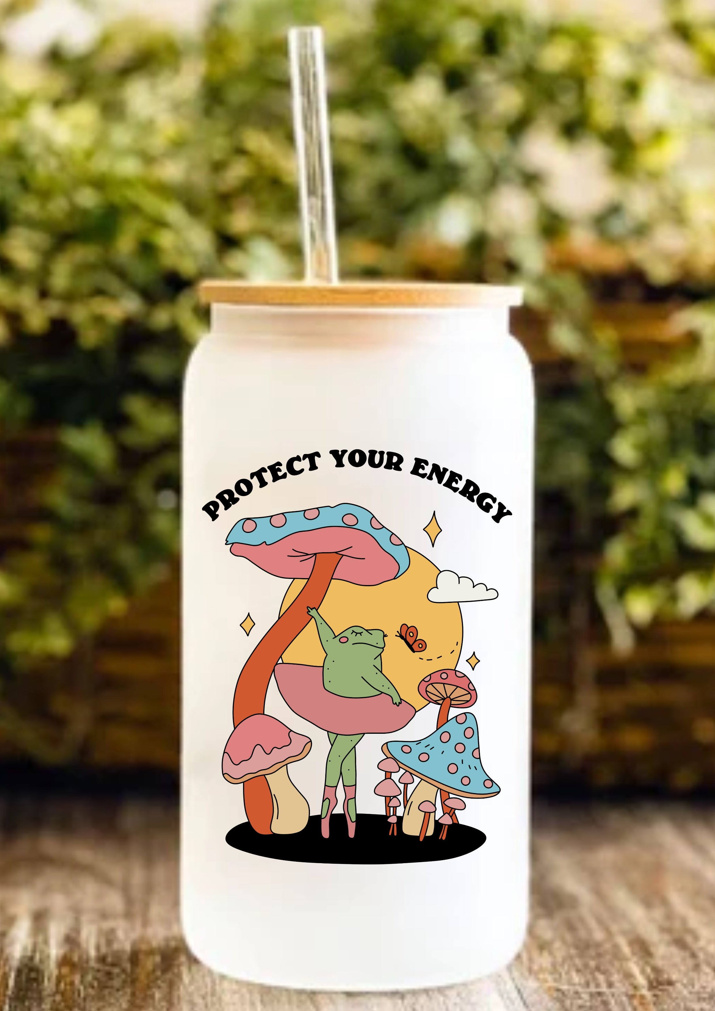 Protect Your Energy 12oz Frosted Glass Tumbler