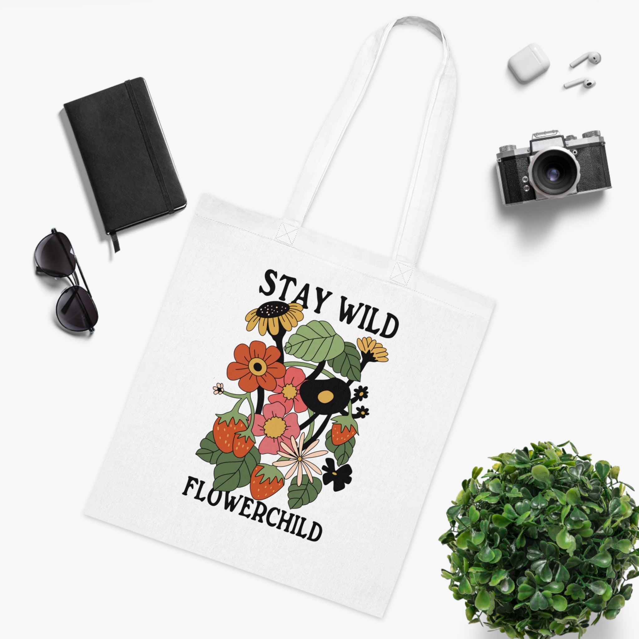 Stay Wild Flowerchild White Tote Bag