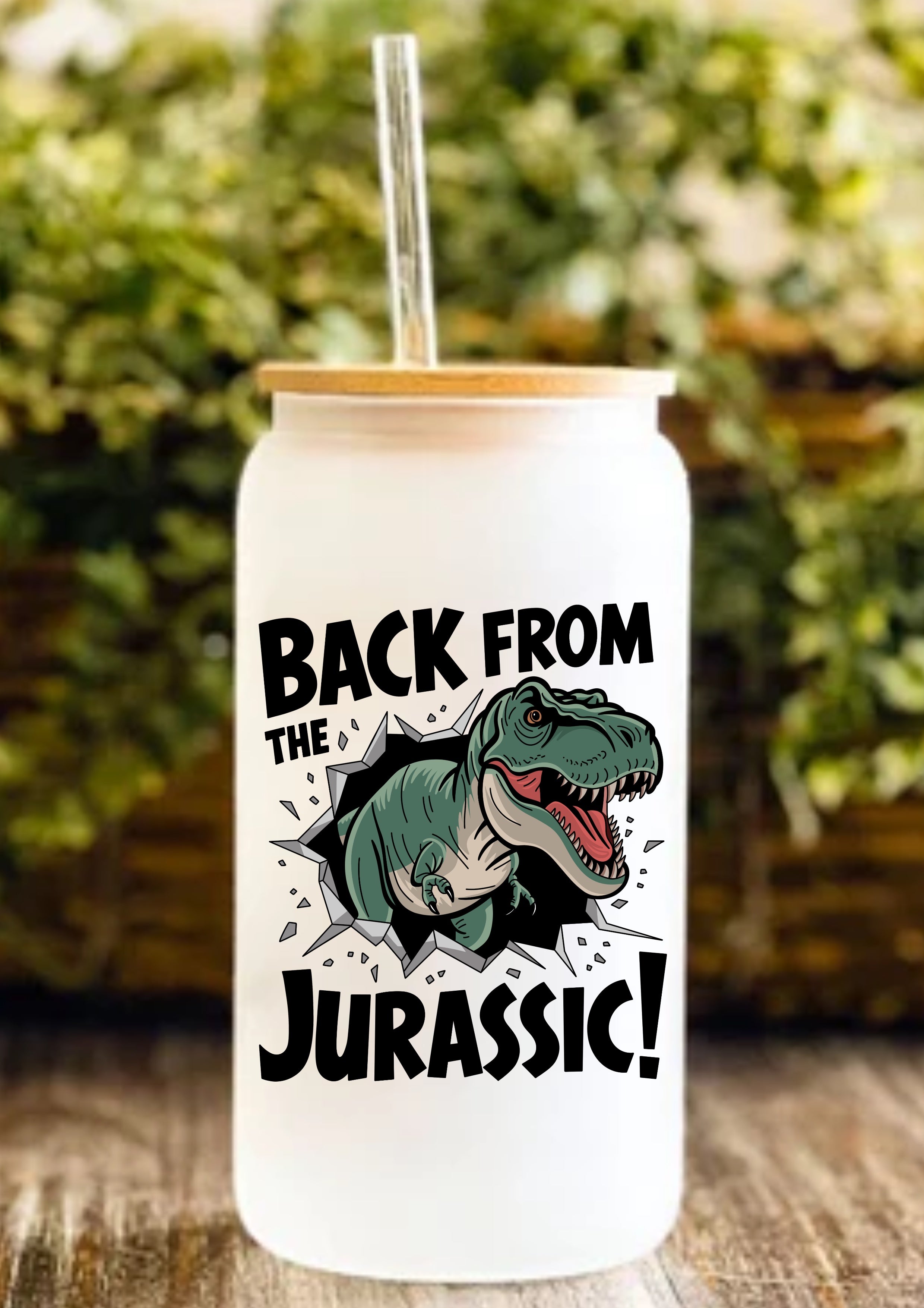 Back From The Jurassic! 12oz Frosted Glass Tumbler