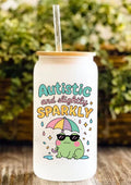 Autistic And Slightly Sparkly 12oz Frosted Glass Tumbler